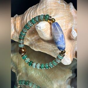 SODALITE + AVENTURINE + HEMATITE NATURAL BRACELET size 7”